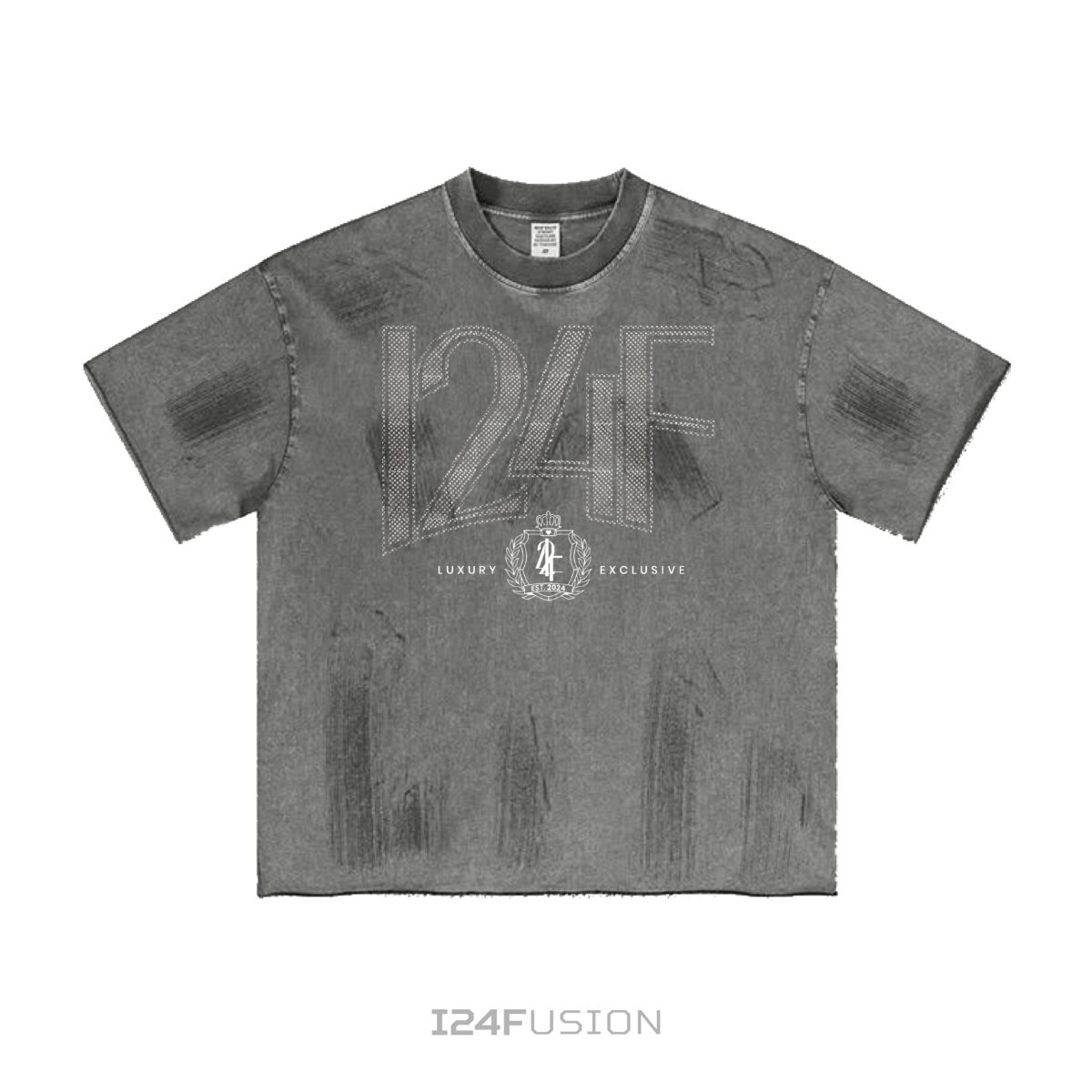 I24F Rhinestone Tshirt Wash Grey