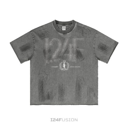 I24F Rhinestone Tshirt Wash Grey